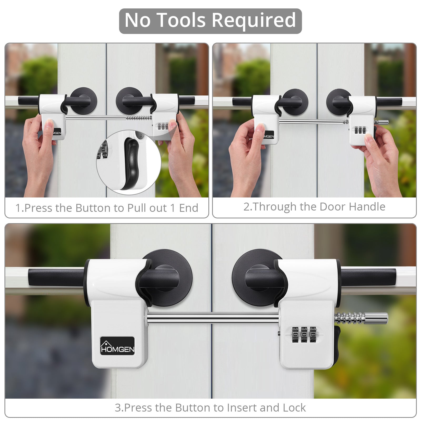 French Patio Door Lock,HOMGEN Professional Patio French Door Lock Password French Courtyard Door Lock Greenhouse Safety Lock High Security Deadlock Sliding Fixed Rod for Home Office etc