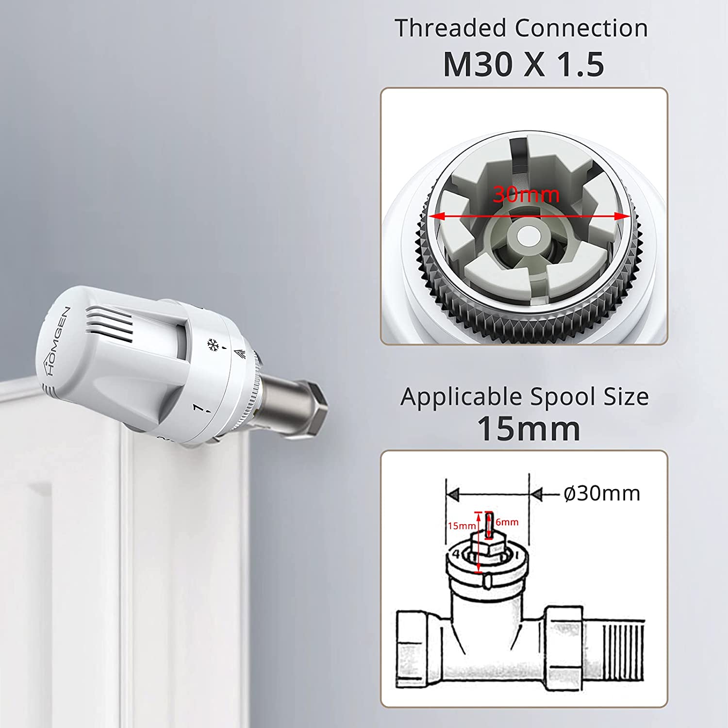 HOMGEN Professional 4Pcs TRV Thermostatic Head Radiator