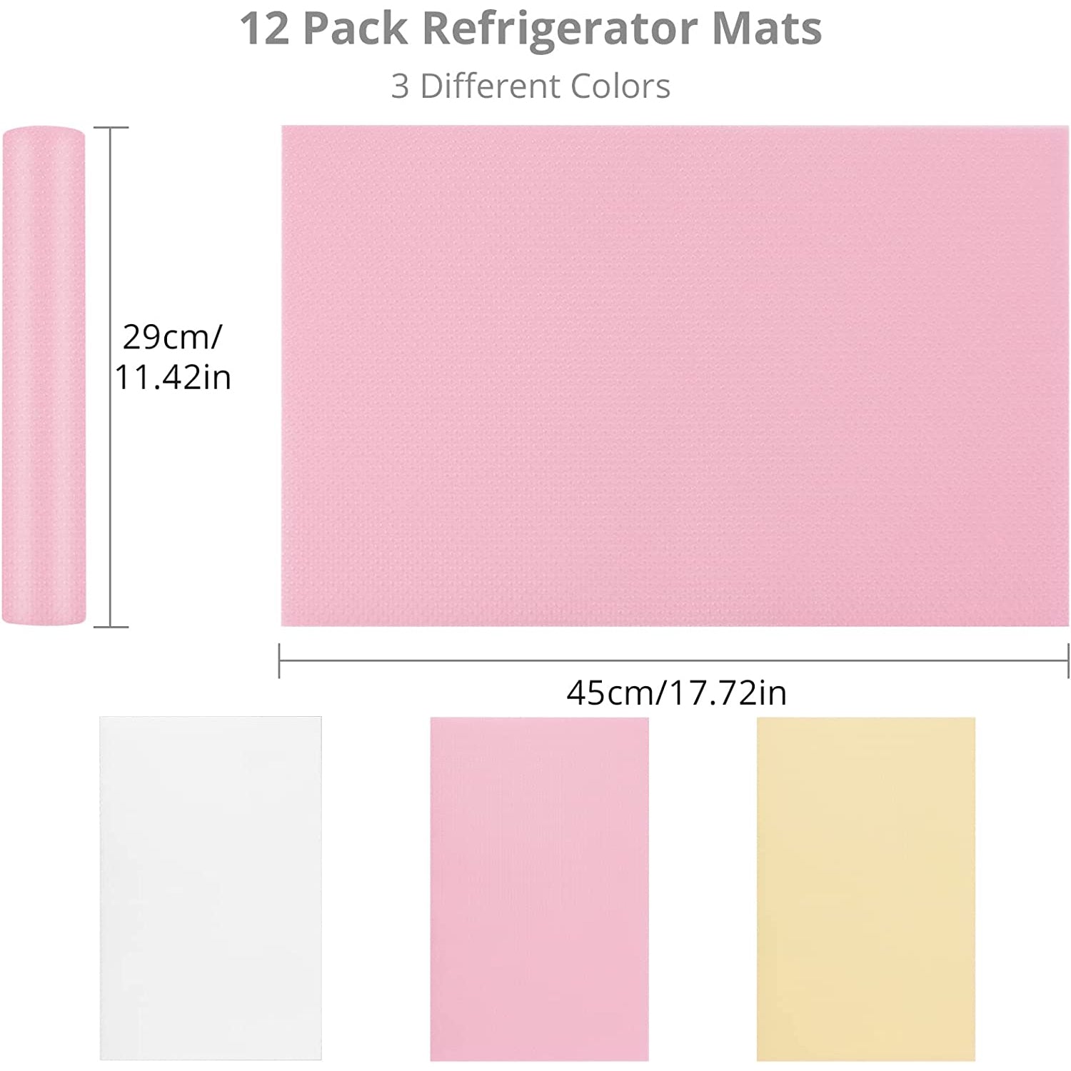 HOMGEN Popular 12Pcs Fridge Liners Mat (3 Colours,45x29cm)