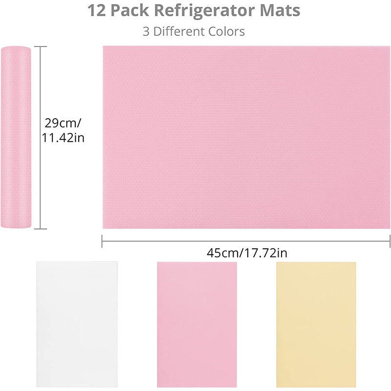 HOMGEN Popular 12Pcs Refrigerator Mats Fridge Liners Mrs Hinch (3Colours,45x29cm)