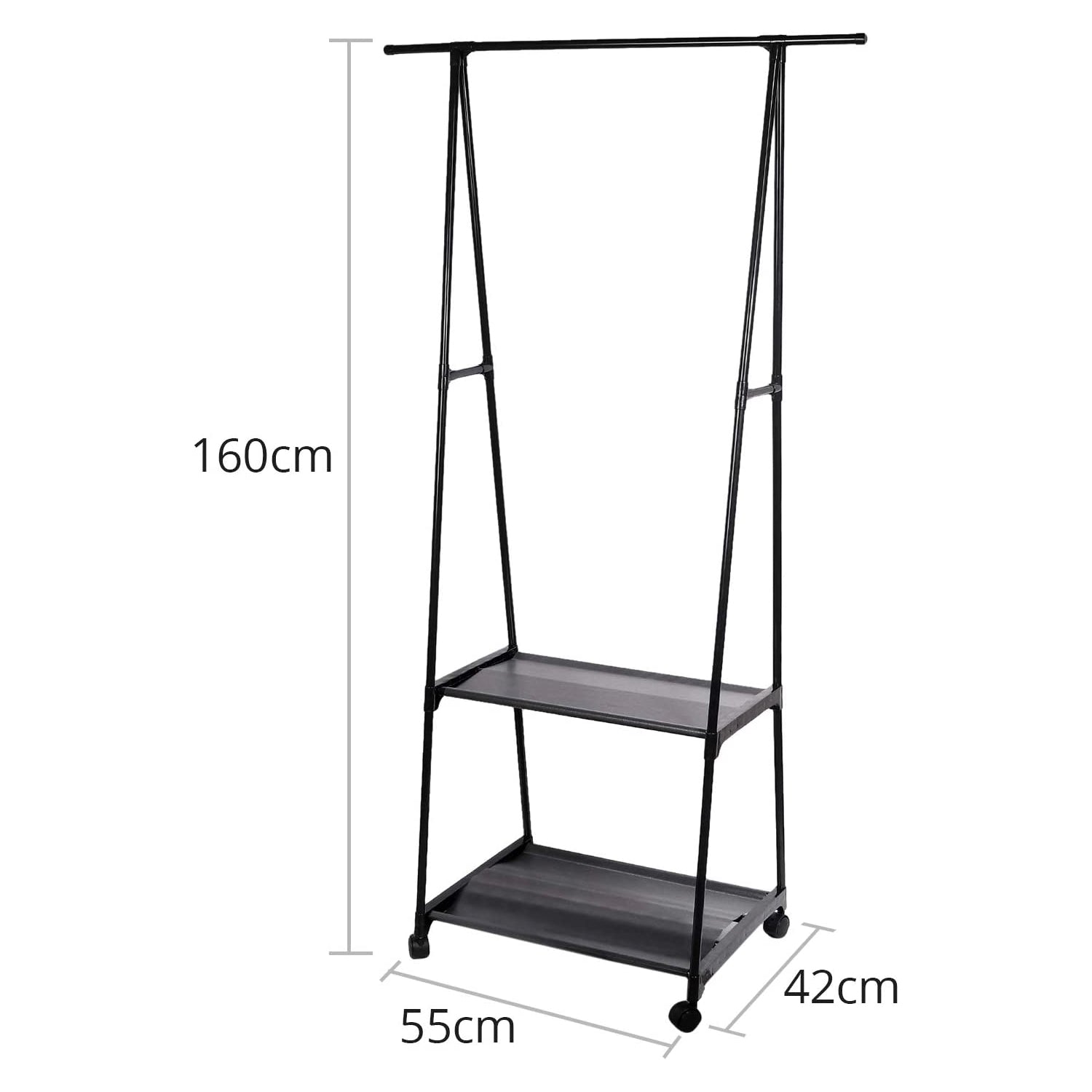 HOMGEN Black Heavy Duty A-Frame Design Metal and PP Plastic Cloth Rails