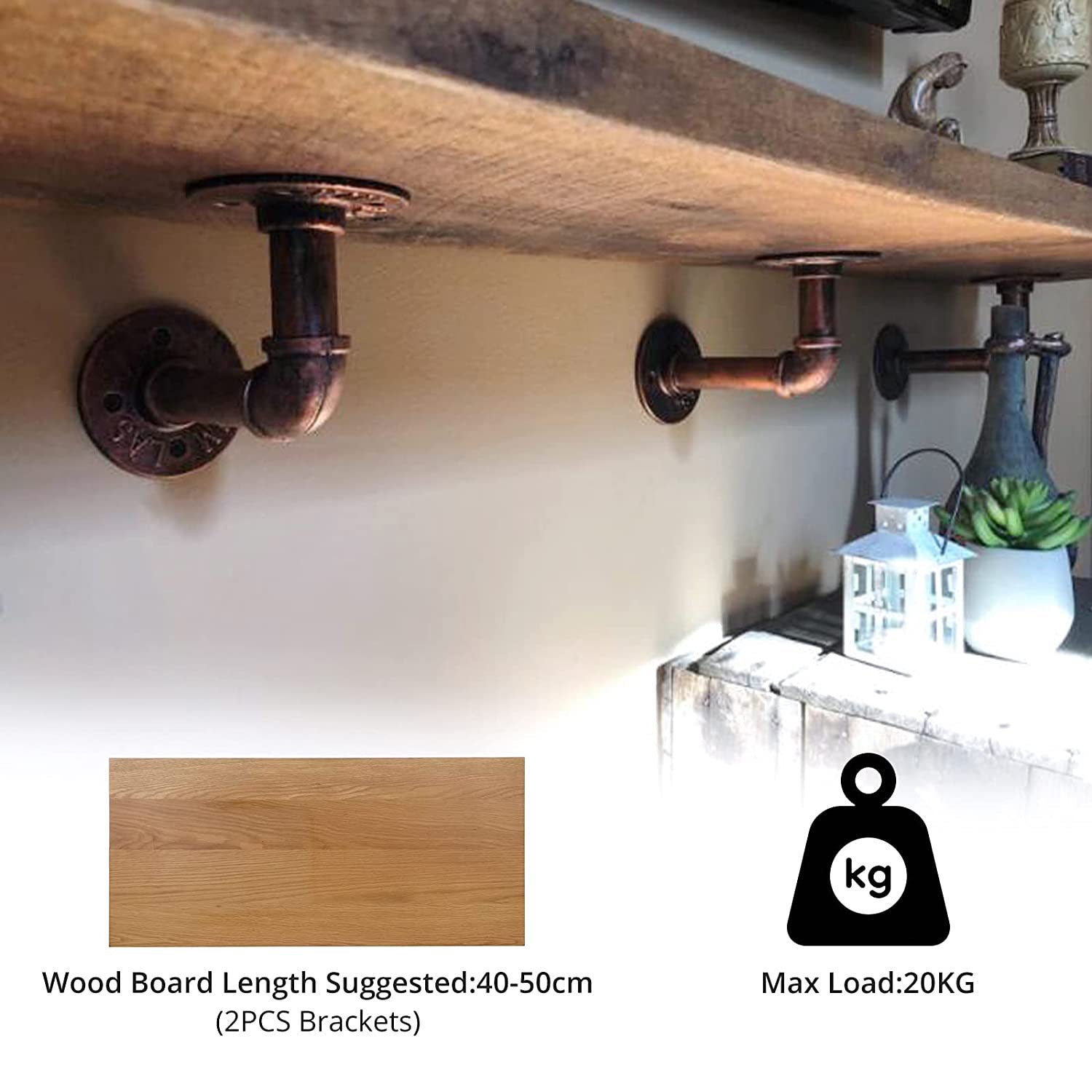 HOMGEN 4Pcs Tube Rack Industrial Plumbing Pipe Shelf Brackets (9 X 13 ...