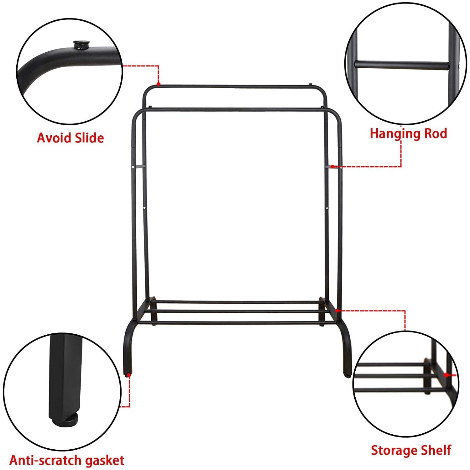 HOMGEN Popular Cloth Rail Storage Heavy Duty Metal Clothes Rail