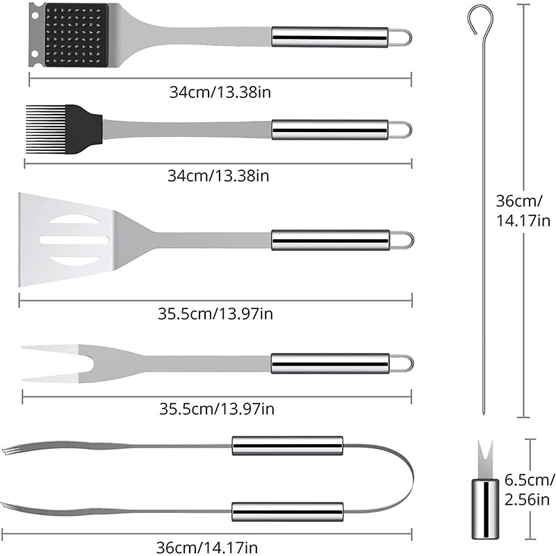 HOMGEN Popular 27Pcs Stainless Steel BBQ Accessories Tool Set