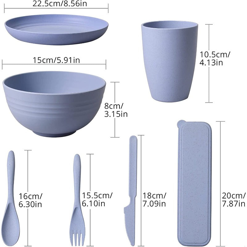 HOMGEN 54pcs Camping Dinnerware Kits for 4