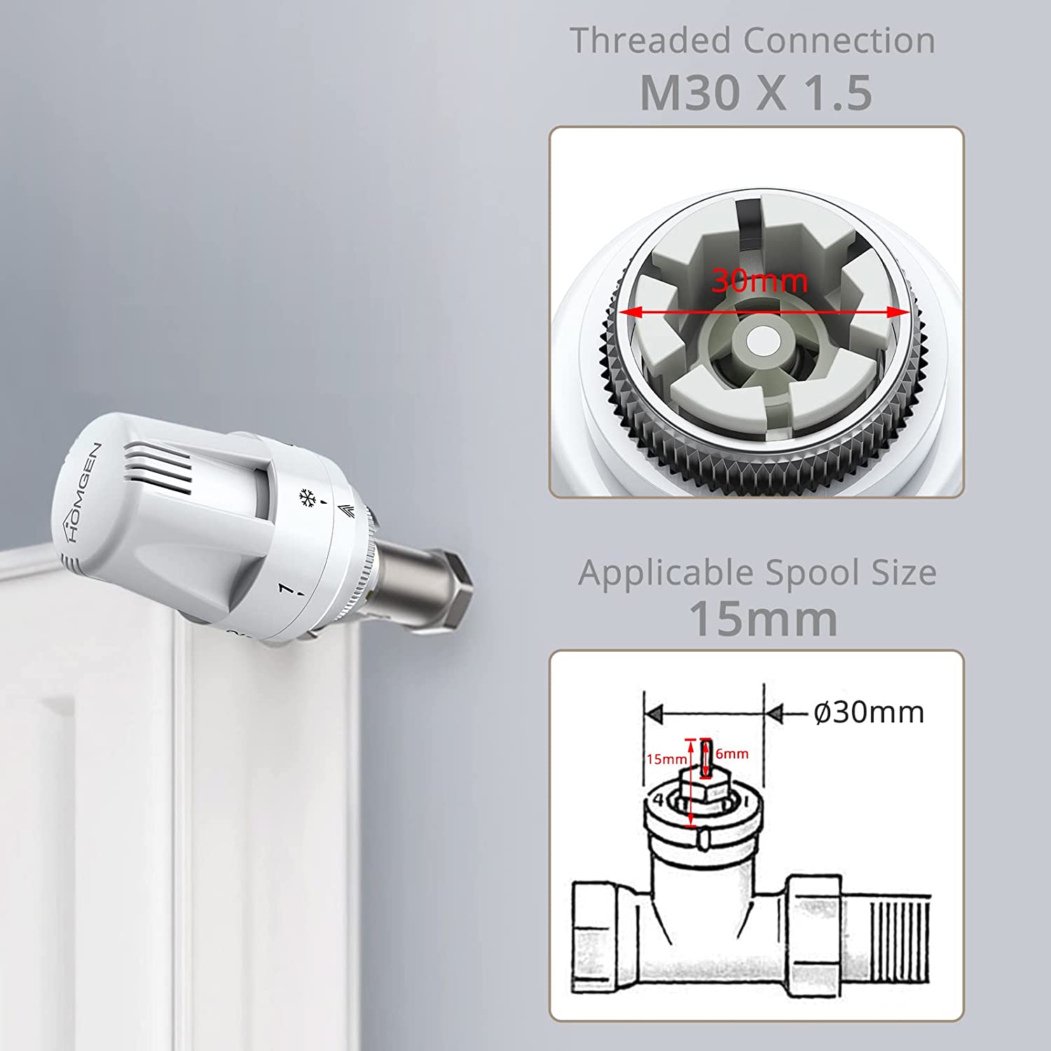 HOMGEN Professional 3Pcs TRV Thermostatic Head Radiator Valve