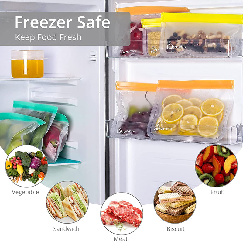 HOMGEN 26Pcs BPA Free PEVA Fridge Reusable Storage Bags