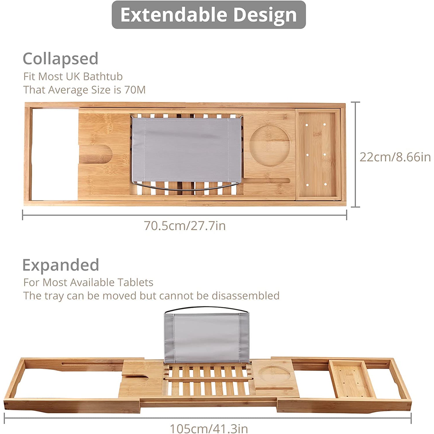 HOMGEN Extendable Natural Bamboo Rack