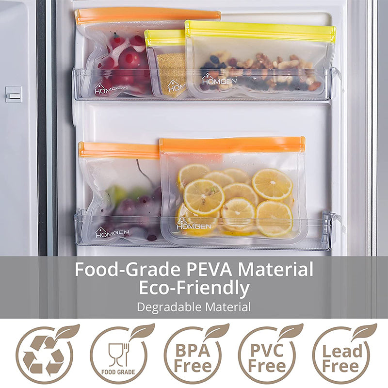 HOMGEN 26Pcs BPA Free PEVA Fridge Reusable Storage Bags