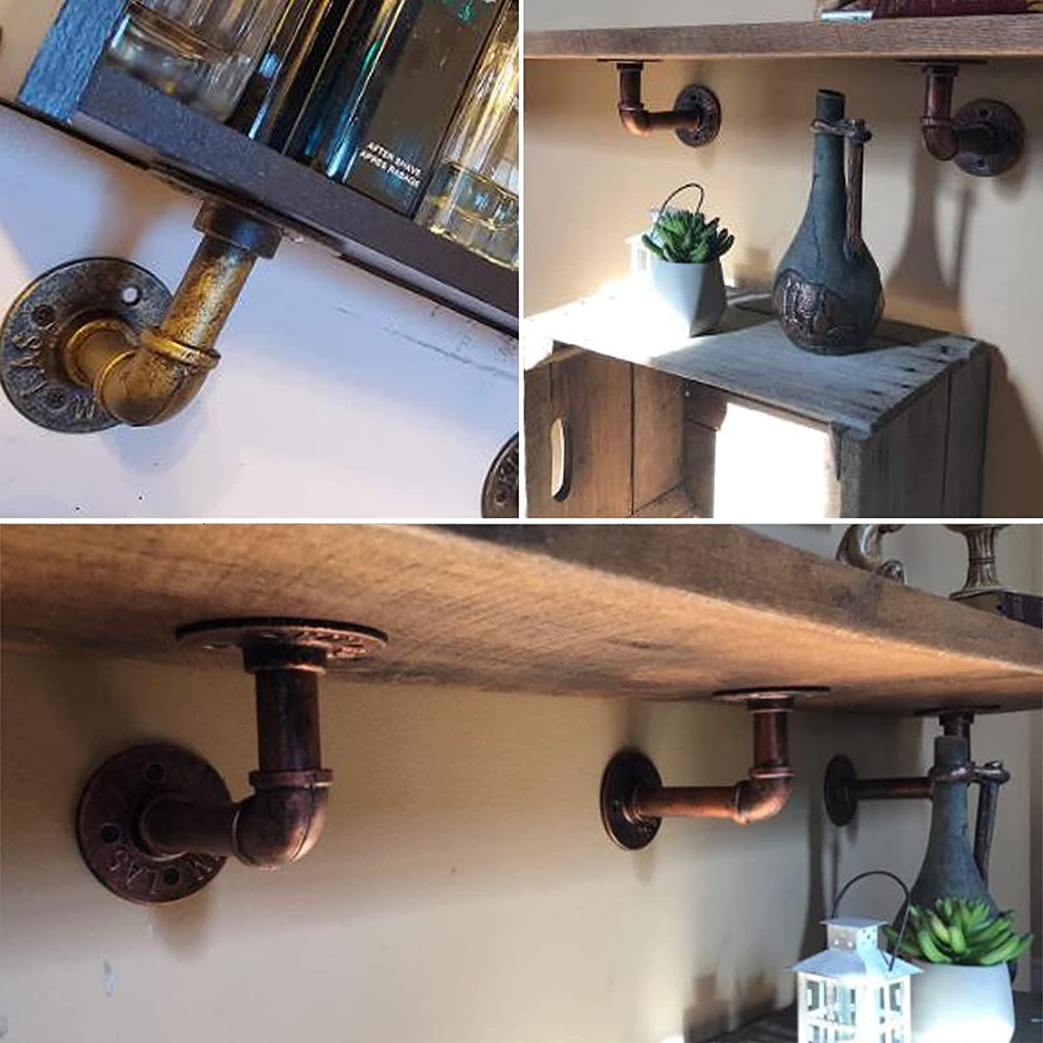 Plumbing Rack HOMGEN 4Pcs Tube Rack Industrial Plumbing Pipe Shelf Brackets (9 X 13 ...