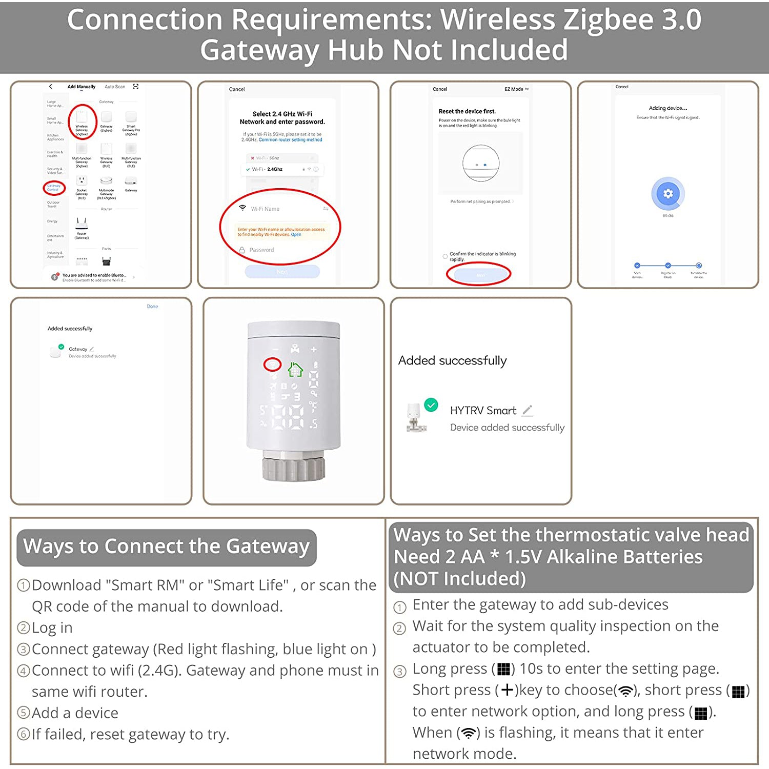 HOMGEN Professional Zigbee M30 x 1.5 Smart Radiator Head (Excluding Gateway)