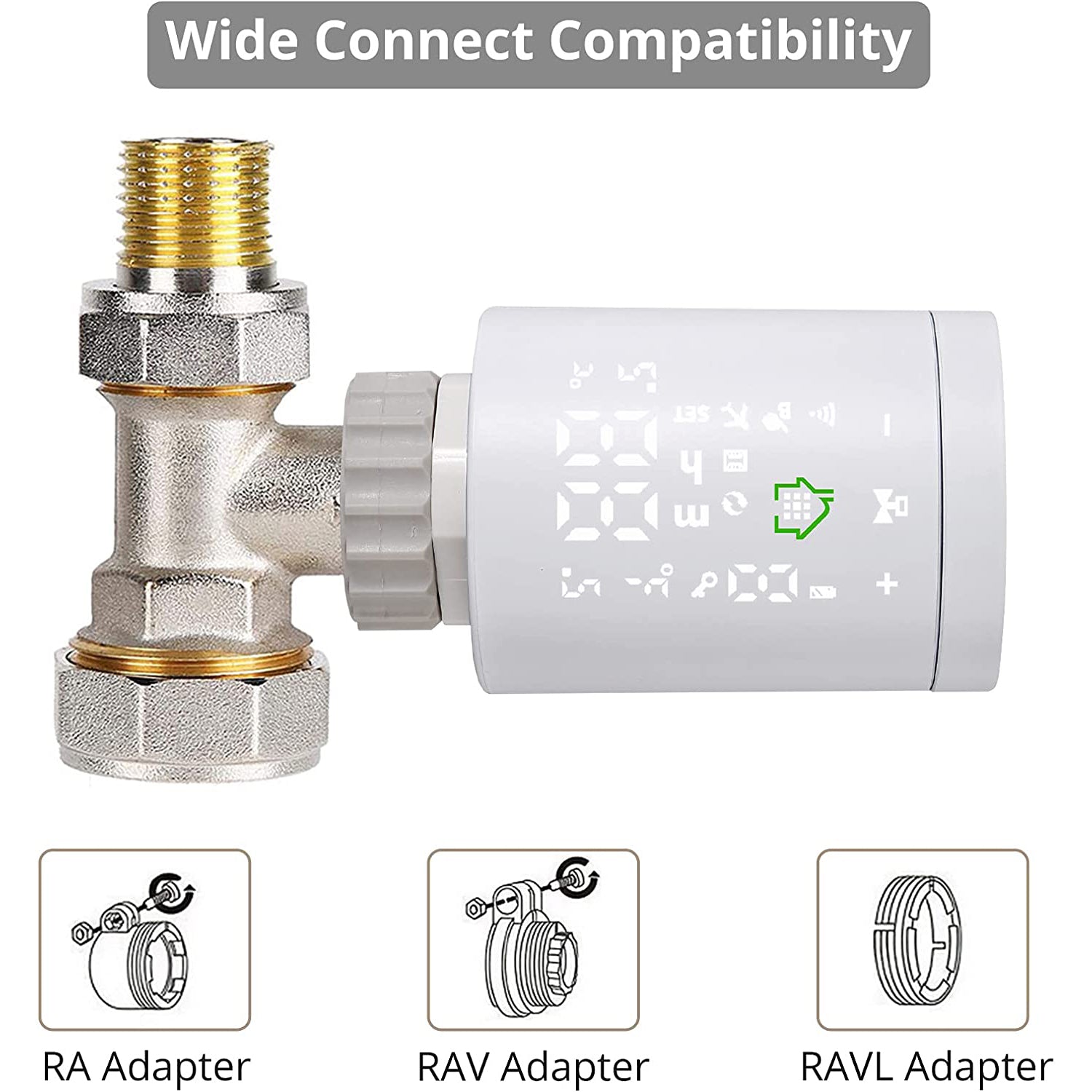 HOMGEN Professional Zigbee M30 x 1.5 Smart Radiator Head (Excluding Gateway)