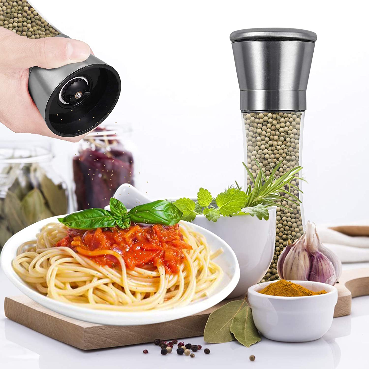 Homgen 2pcs Salt and Pepper Grinder Set