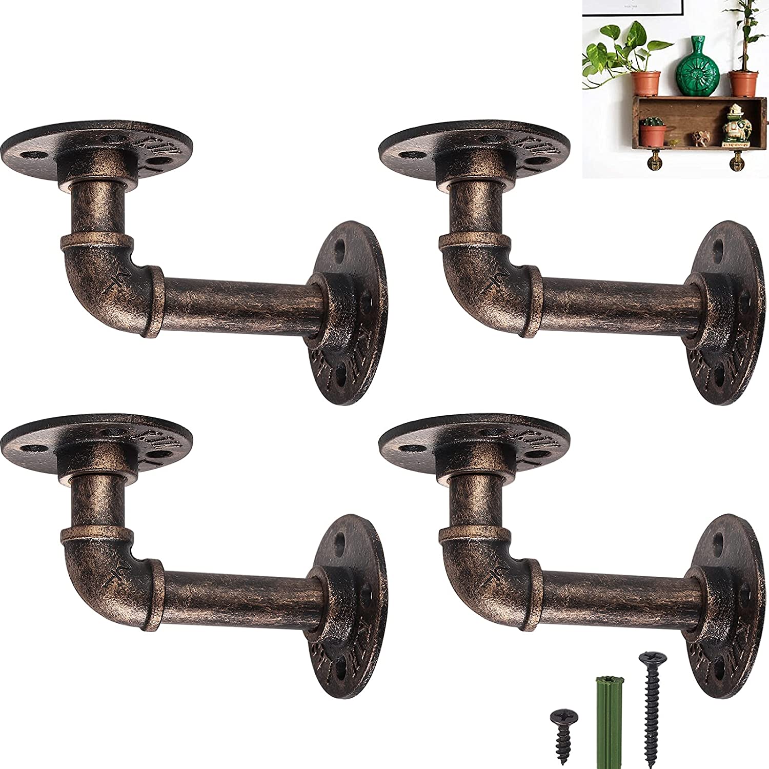 HOMGEN 4Pcs Tube Rack Industrial Plumbing Pipe Shelf Brackets (9 X 13 ...