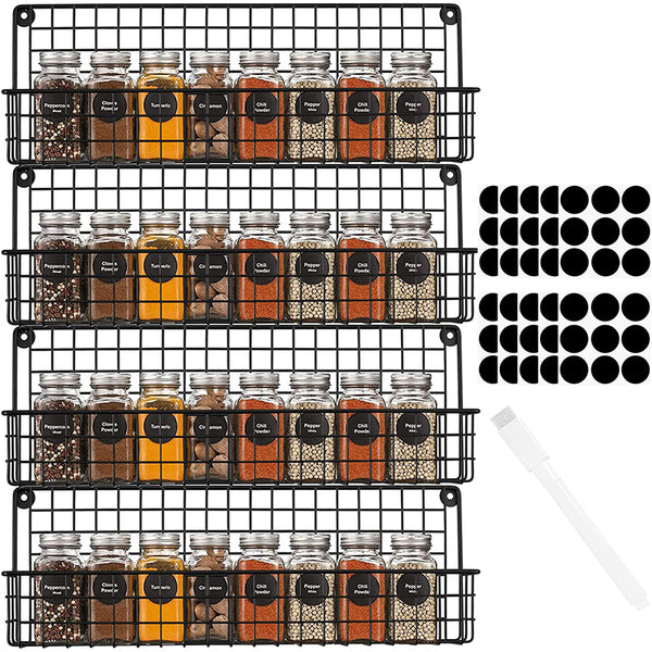 HOMGEN Popular 4Pcs Metal Spice Shelve 4-Tier Stackable Rack Organizer